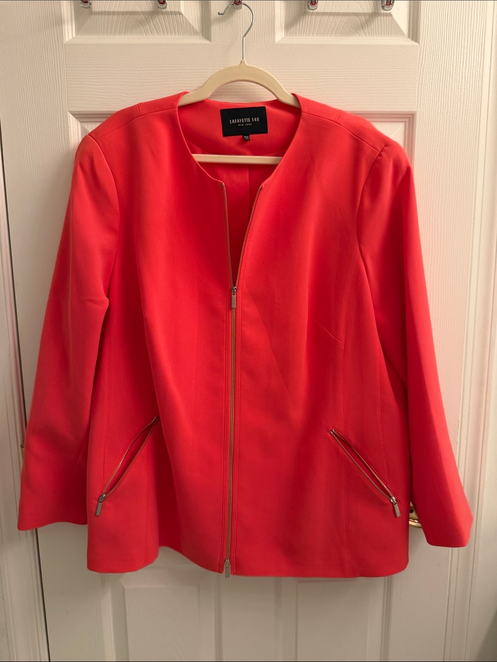 Lafayette 148 New York Coral Zip-Front Blazer Jacket